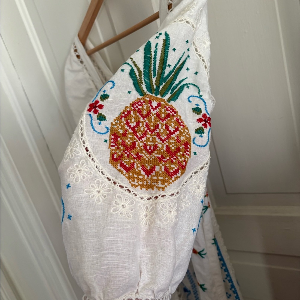 FARM Rio White Embroidered Mini Dress with Blue, Pink & Gold Accents - Picture 5 of 13